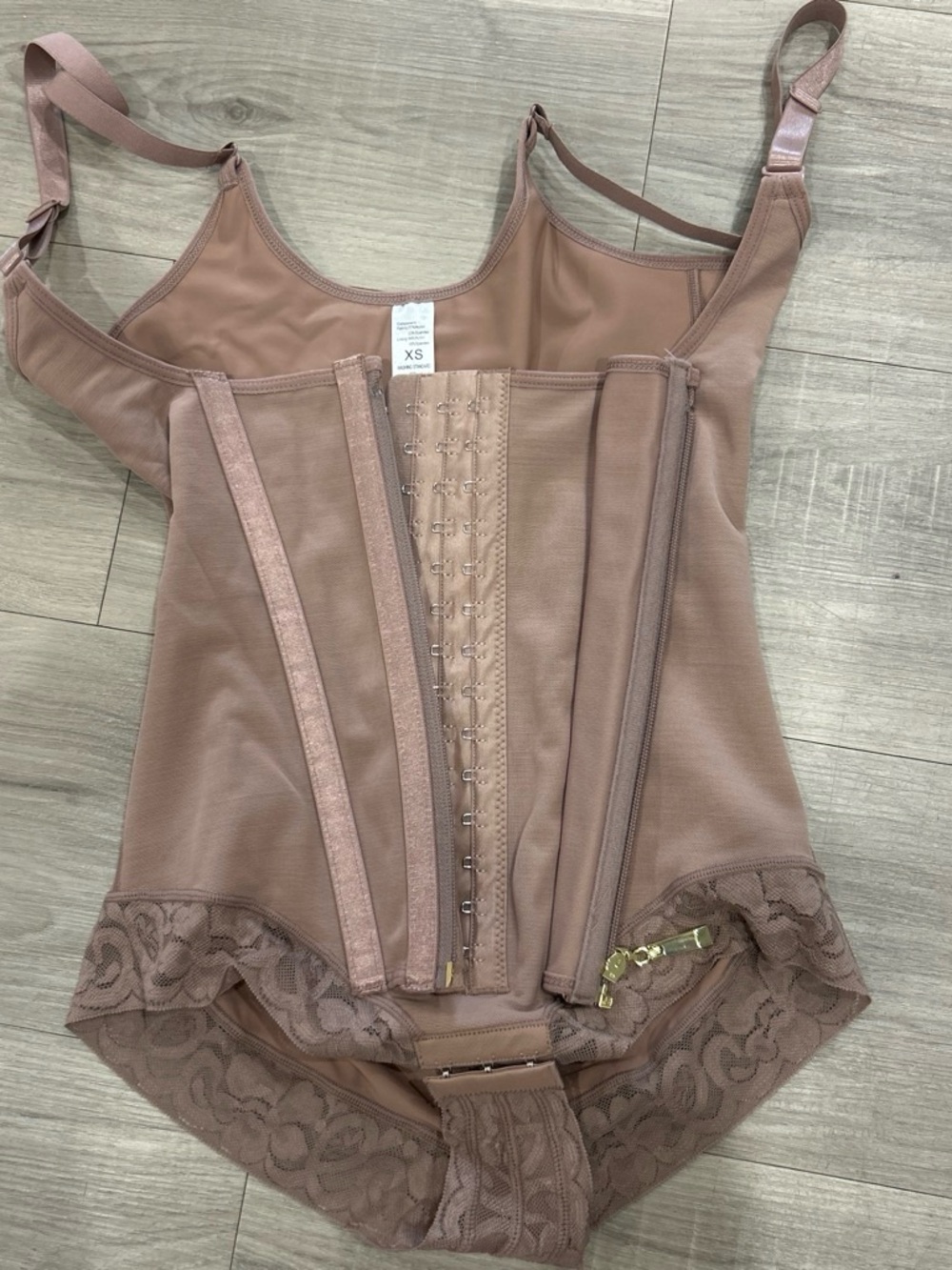 Mauve Shapewear Bodysuit with Lace Trim